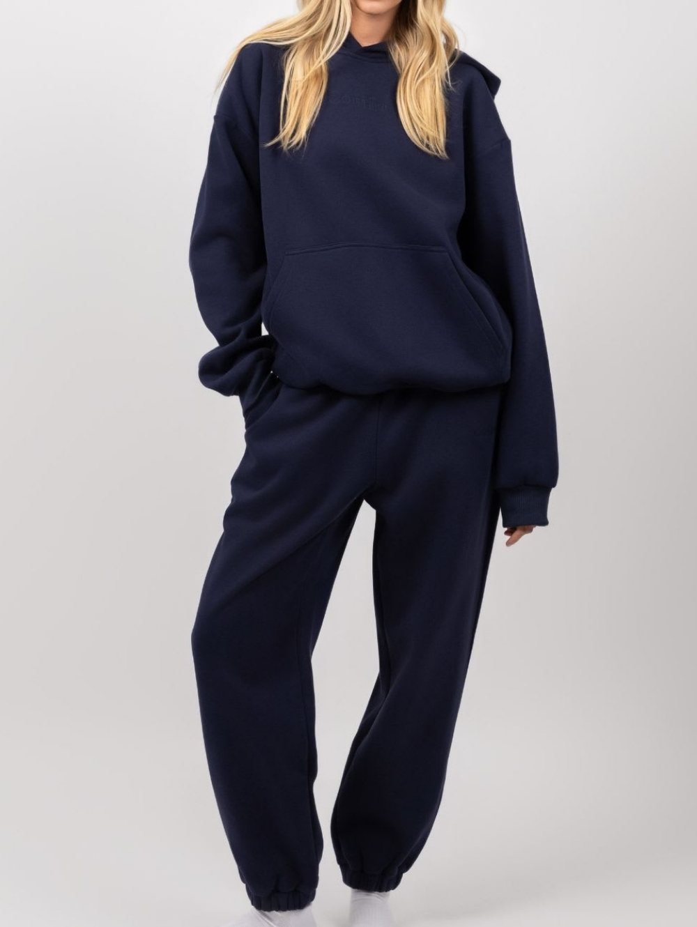 🥰 2-PC SeT ❤️NIP❤️ Comfrt SIGNATURE HOODIE & SWEATPANTS NAVY S/M